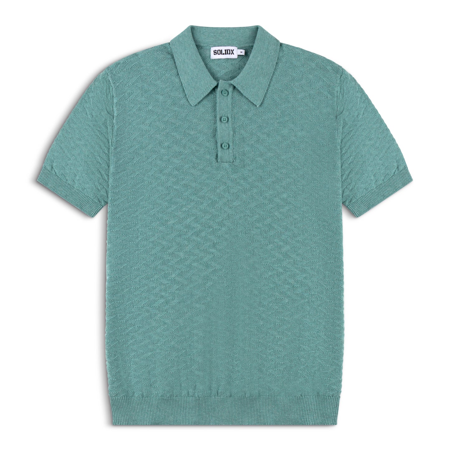 Diamond Textured Lightweight Knit Cotton Polo