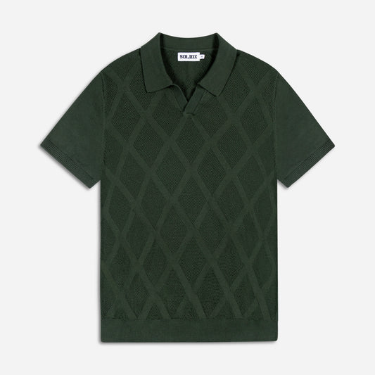 Diamond Textured Knit Polo