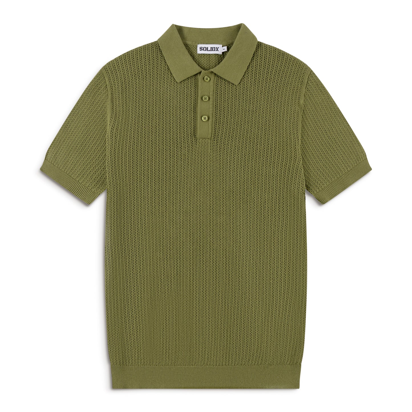 AirKnit Olive Pointelle Textured Knit Polo