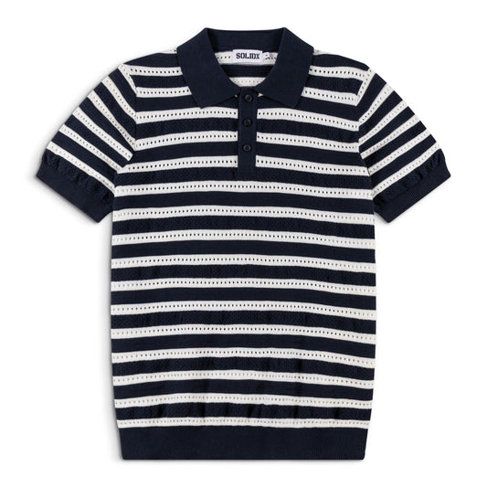 Men’s Striped Vintage Navy Cotton Summer Polo