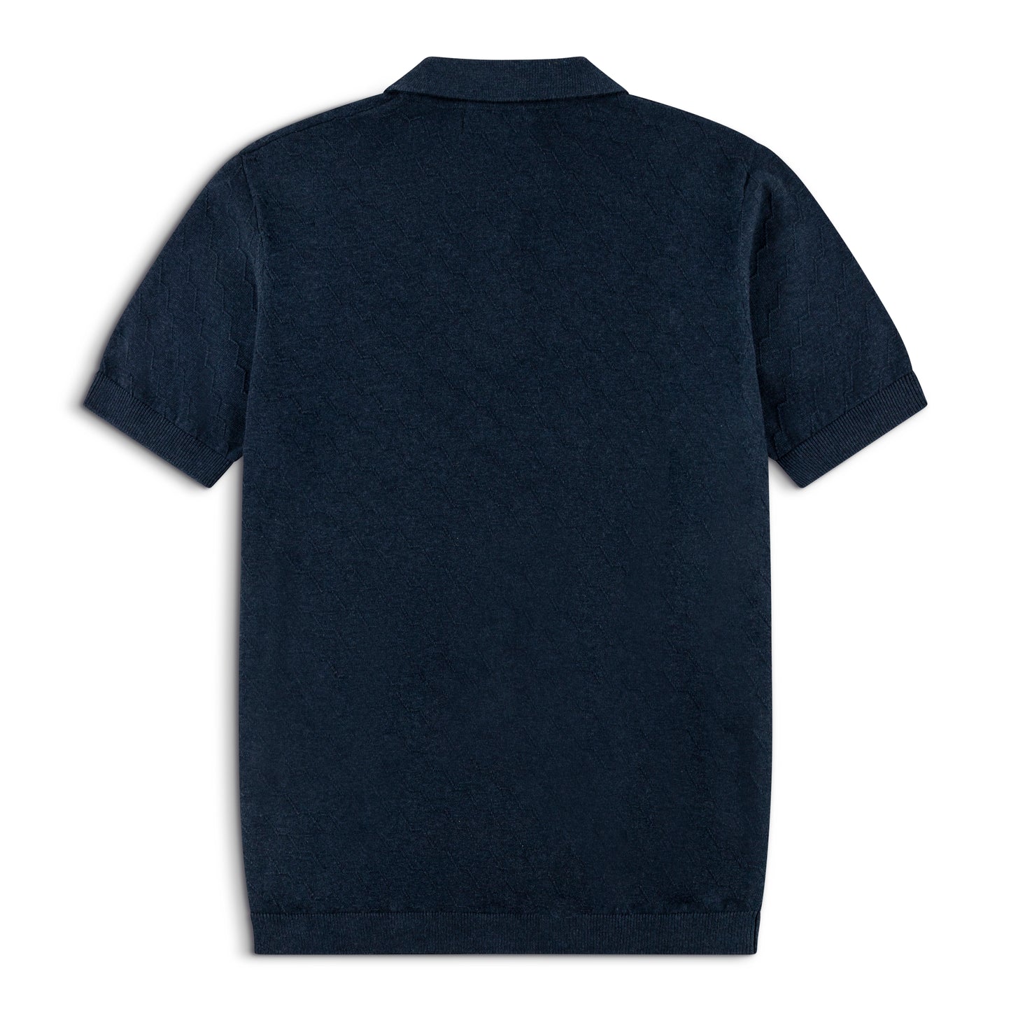 Men’s Textured Zip Deep Navy Knit Polo