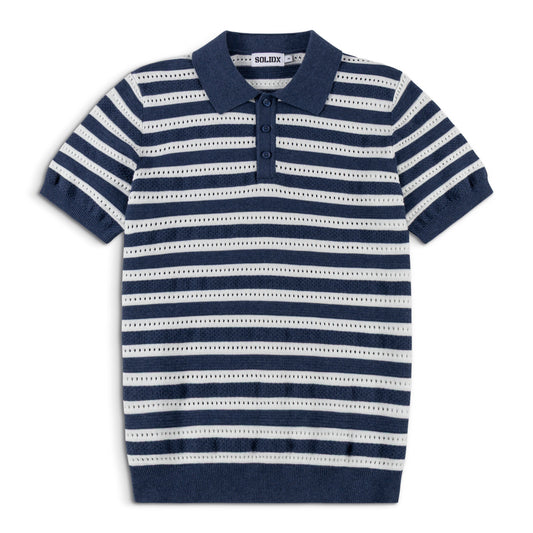 Men’s Blue Striped Vintage Cotton Summer Polo
