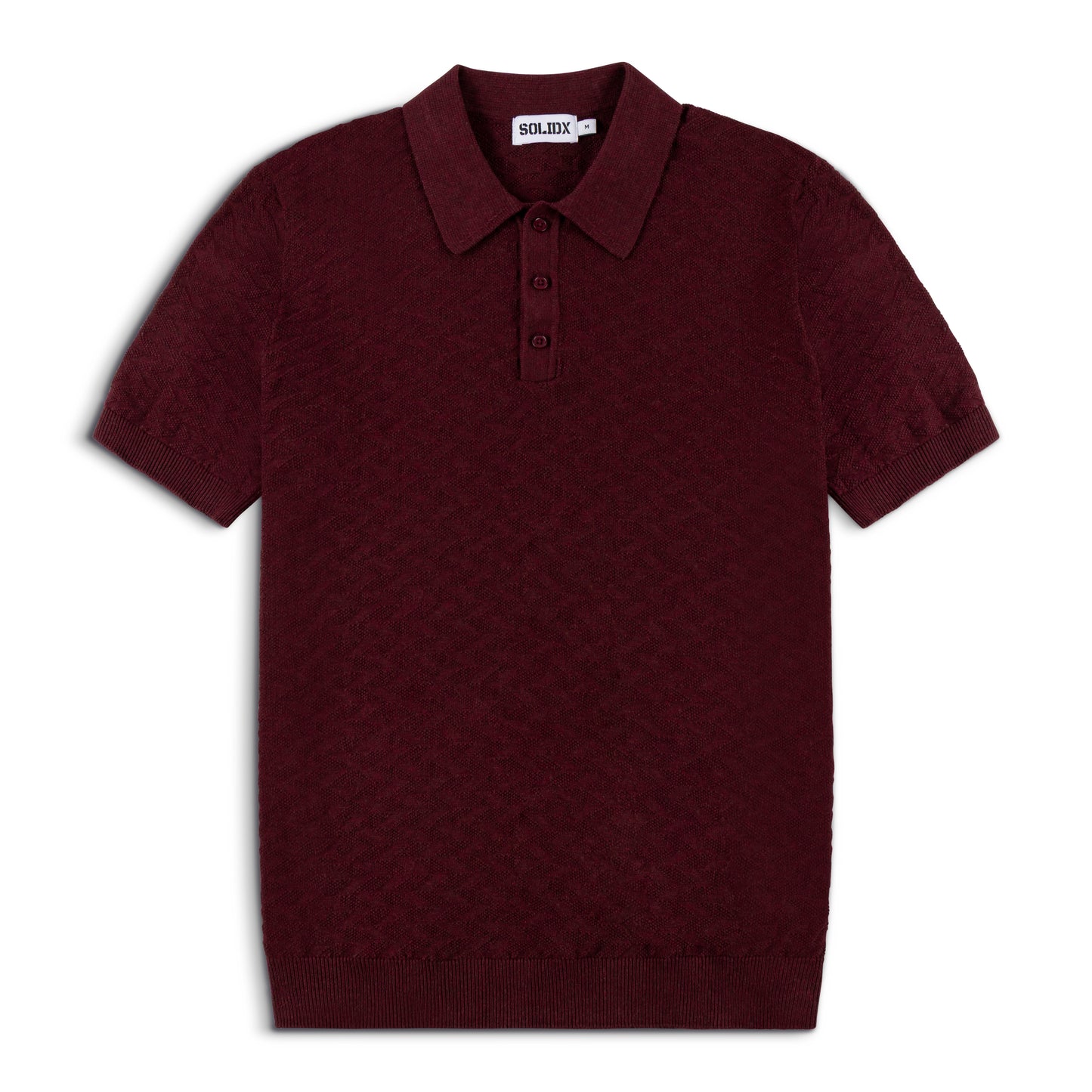 Diamond Textured Lightweight Knit Cotton Polo