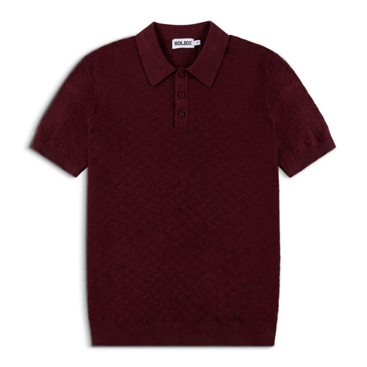 Diamond Textured Lightweight Knit Cotton Polo
