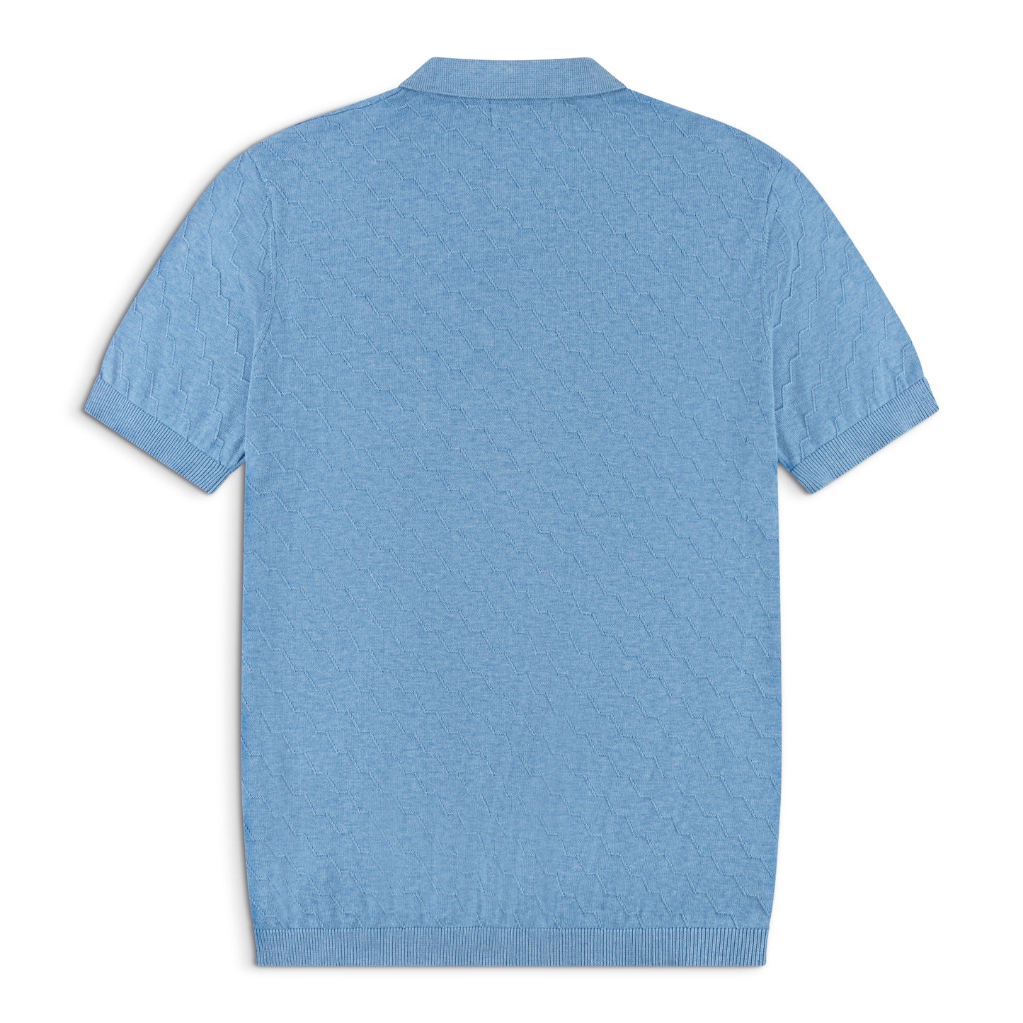 Men’s Textured Zip Sky Blue Knit Polo