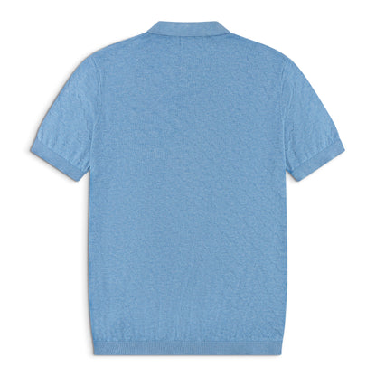 Men’s Textured Zip Sky Blue Knit Polo